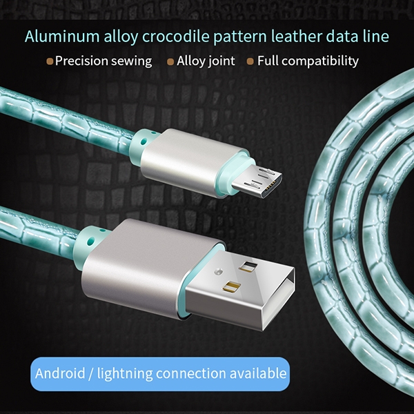 Aluminum alloy crocodile pattern leather data line